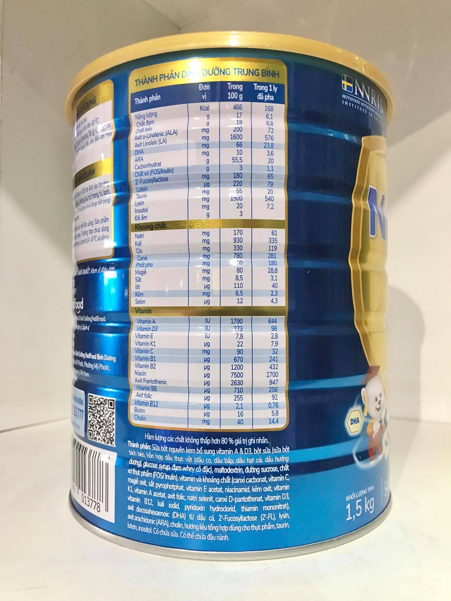 Bộ 4 Lon Sữa Bột Nutifood Nuti IQ Gold Step 3 (Từ 1 - 2 tuổi) - 1.5kg