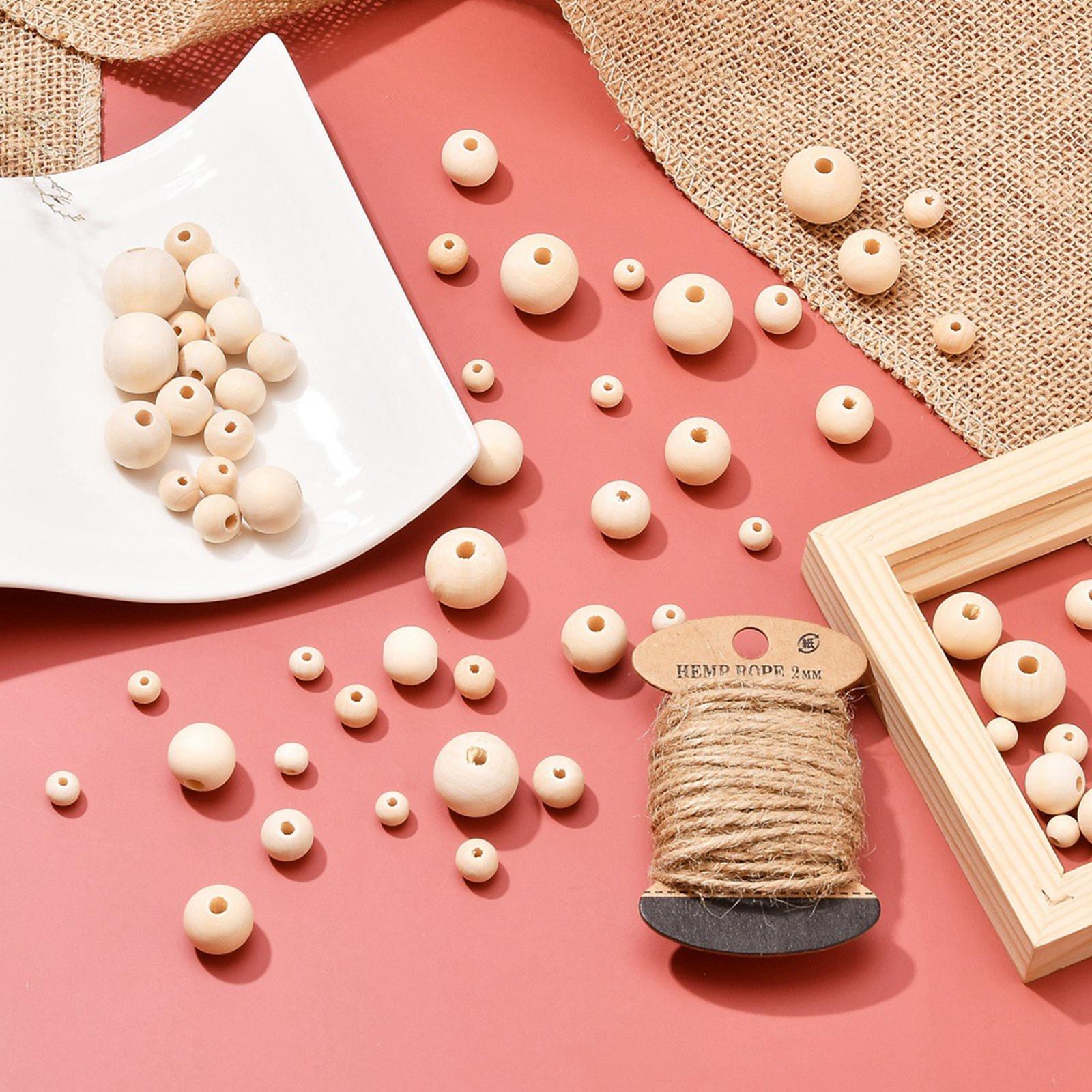 Wooden Beads Natural Wooden Beads Round Wood Beads Rustic Country Wood Beads Suitable for Crafts, DIY Jewelry Making, Home Decoration