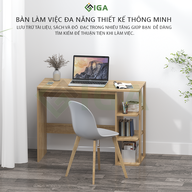 Bàn Học Bàn Làm Việc Kết Hợp Kệ Sách Thương Hiệu IGEA (Không Bao Gồm Ghế) 