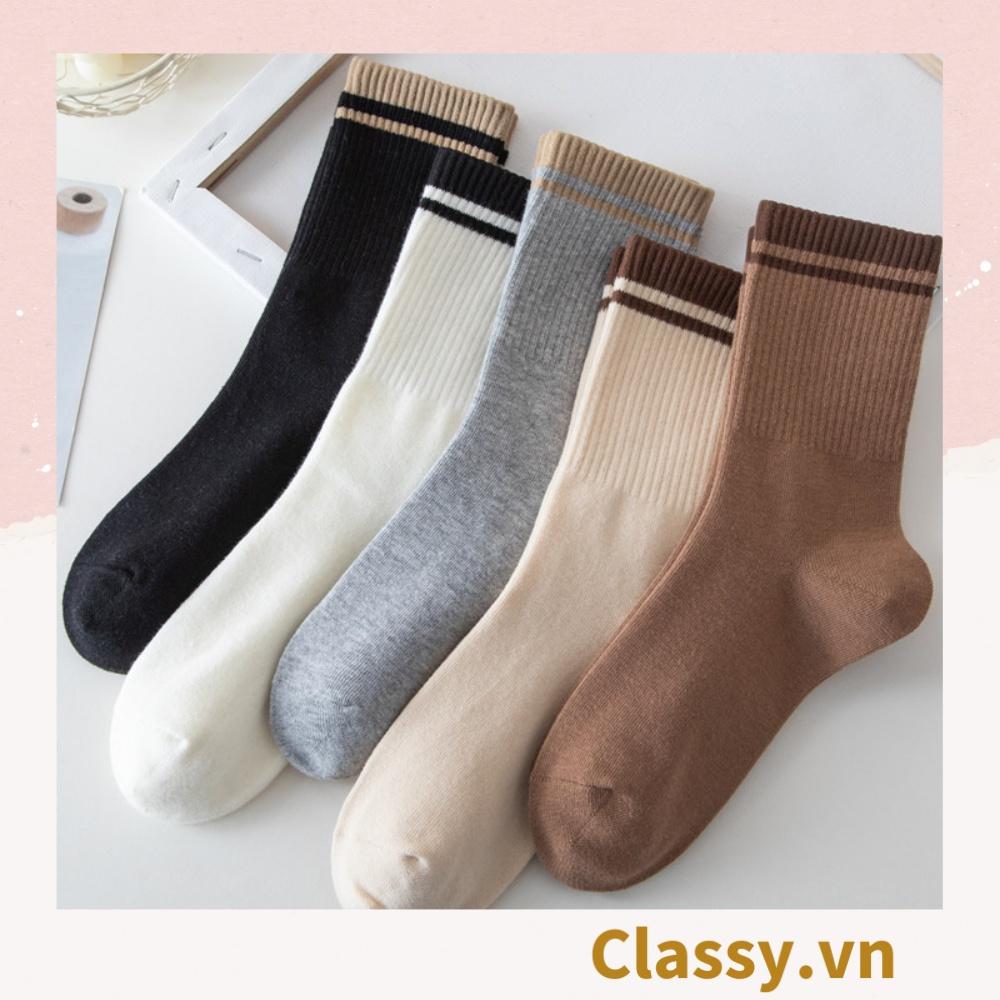 Tất cổ cao, vớ cổ cao Classy với đường gân ôm chân, nhiều màu phong cách hàn quốc G1430