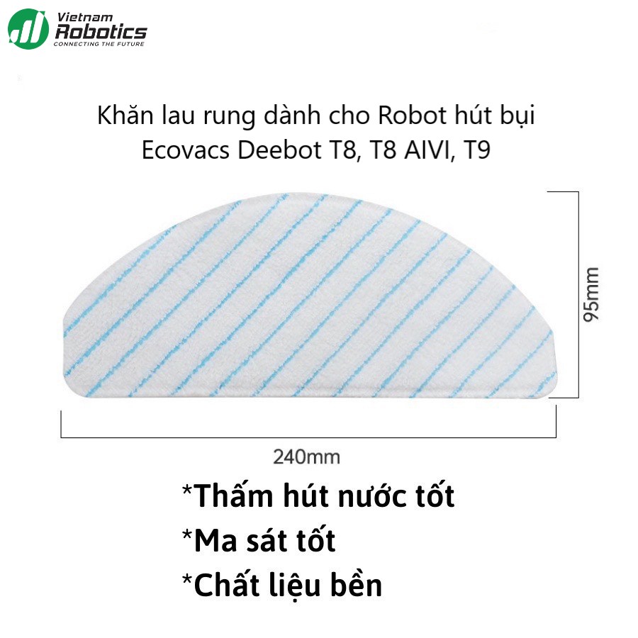 Combo 10 Khăn lau rung T8, T9 - Sử dụng cho Deebot T8, T9 - Hàng chính hãng