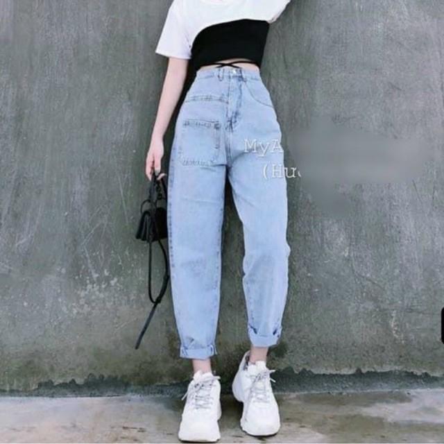 Quần baggy jean túi kiểu 3158, hình thật 100