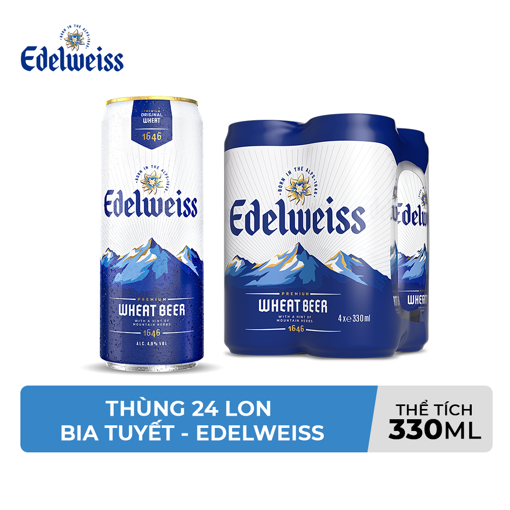 Lốc 4 lon Bia Tuyết - Edelweiss 330ml/lon