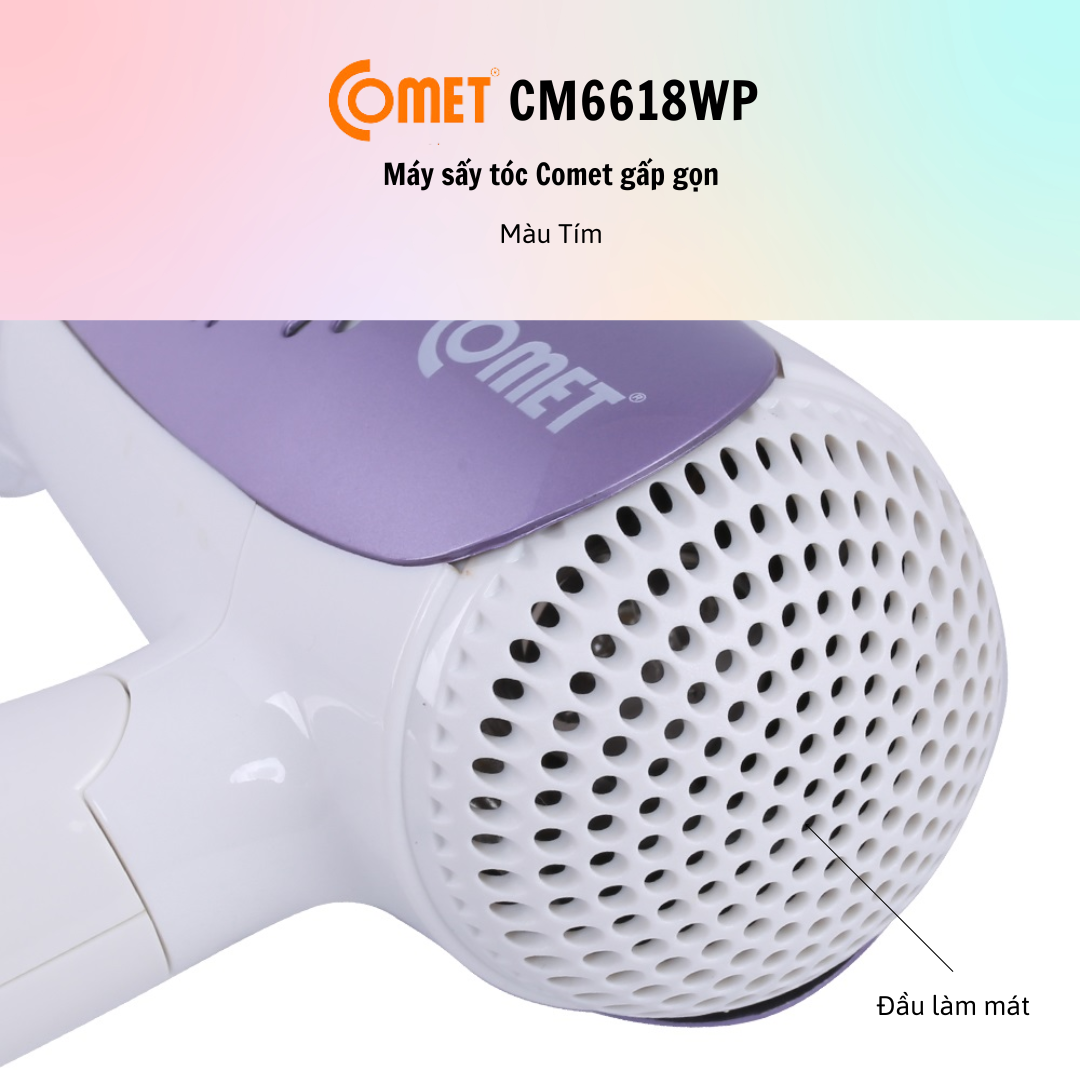 Máy sấy tóc gấp gọn 1600W COMET CM6618  - Hàng Chính Hãng - Bảo Hành 12 Tháng