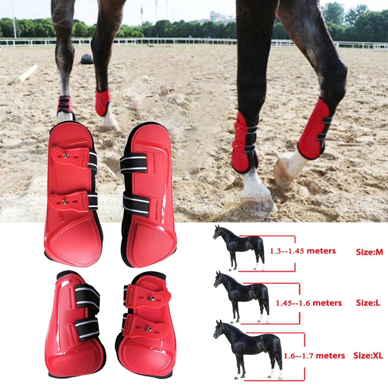 Horse Tendon Boots Set of  Jumping Guards Protection Wrap Red XL