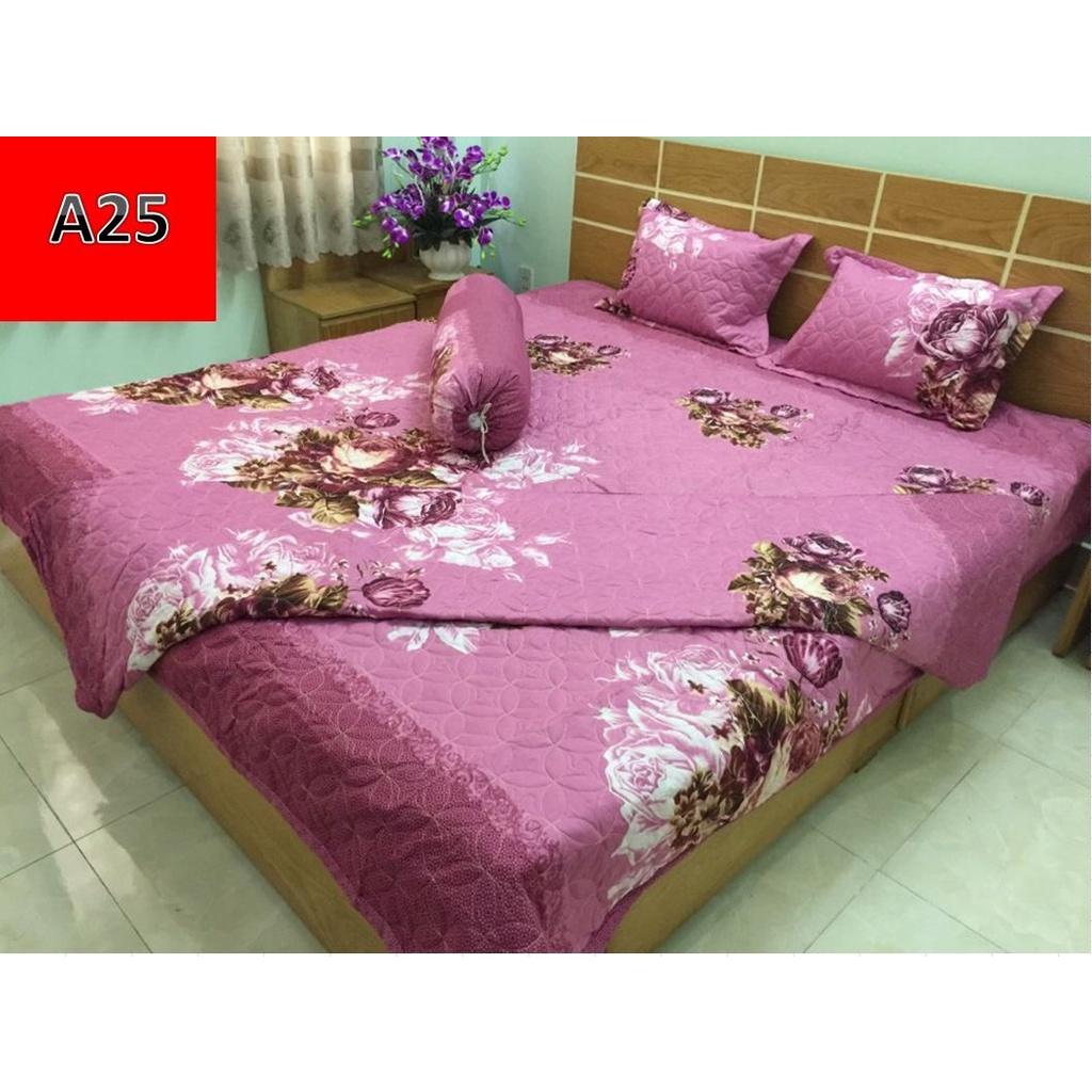 Bộ Chăn Ga Gối Cotton Poly hoa nhiều mẫu 1m6x2m x10cm , 1m8x2m x10cm