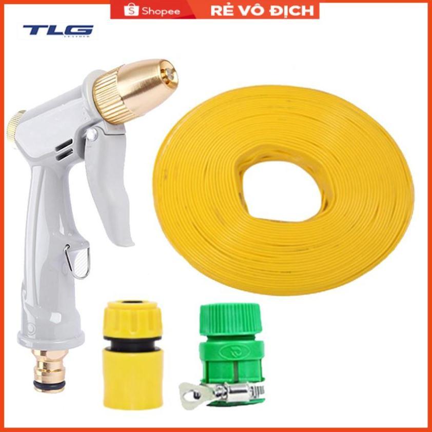 Bộ dây vòi xịt nước rửa xe, tưới cây tăng áp 3 lần, loại 3-5m (cút nhựa nối nhựa xanh) 206846