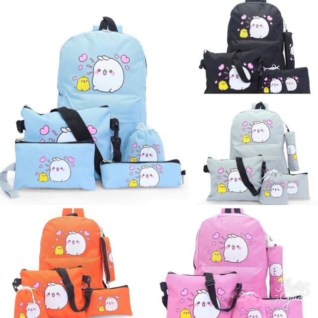 Bộ 5 Ba Lô Túi Xách Cao Cấp-Balo Teen-Thời Trang-Ấn Tượng-Độc Lạ