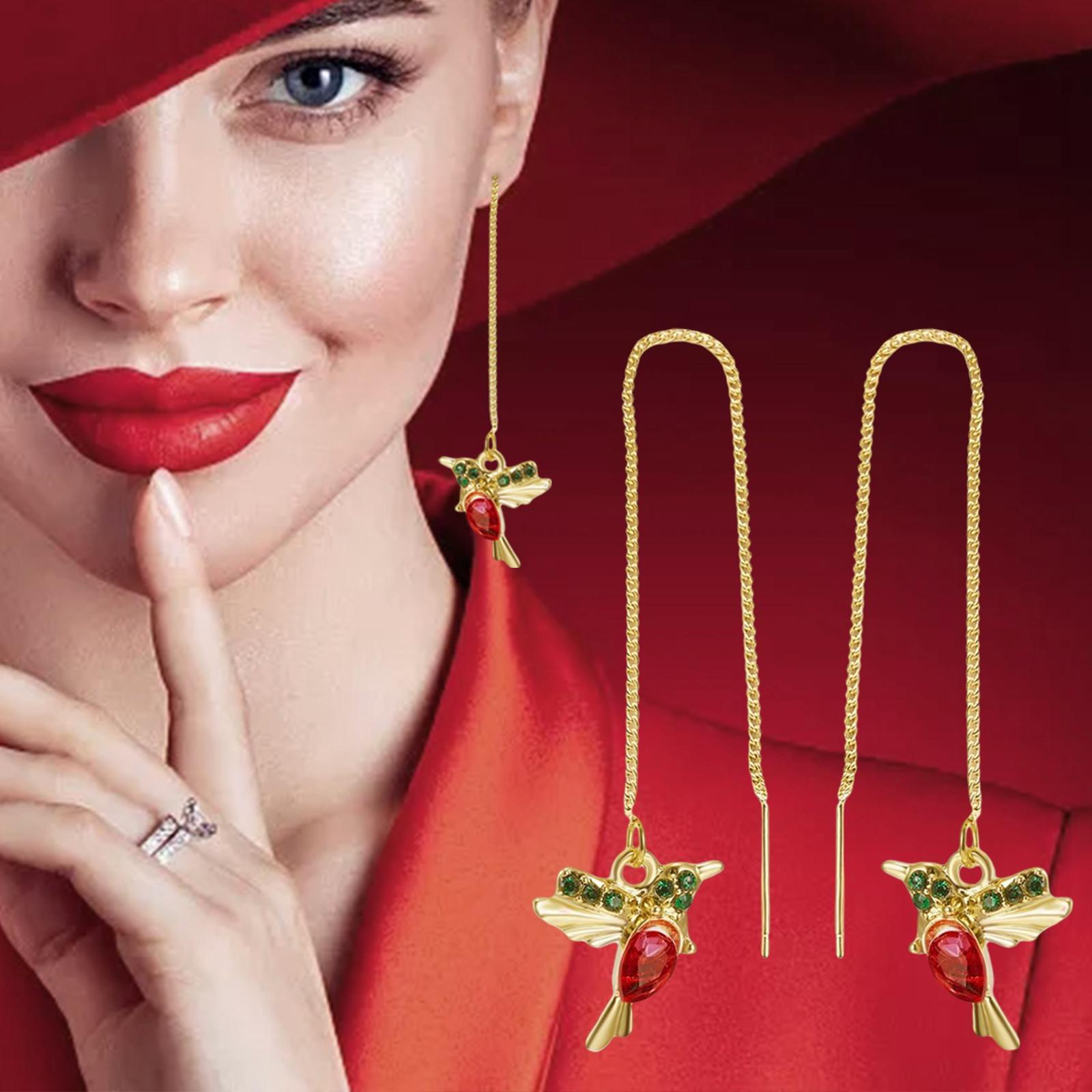 Stylish Earrings Stud Earring Long Pendant Earrings with Zircon Earrings for