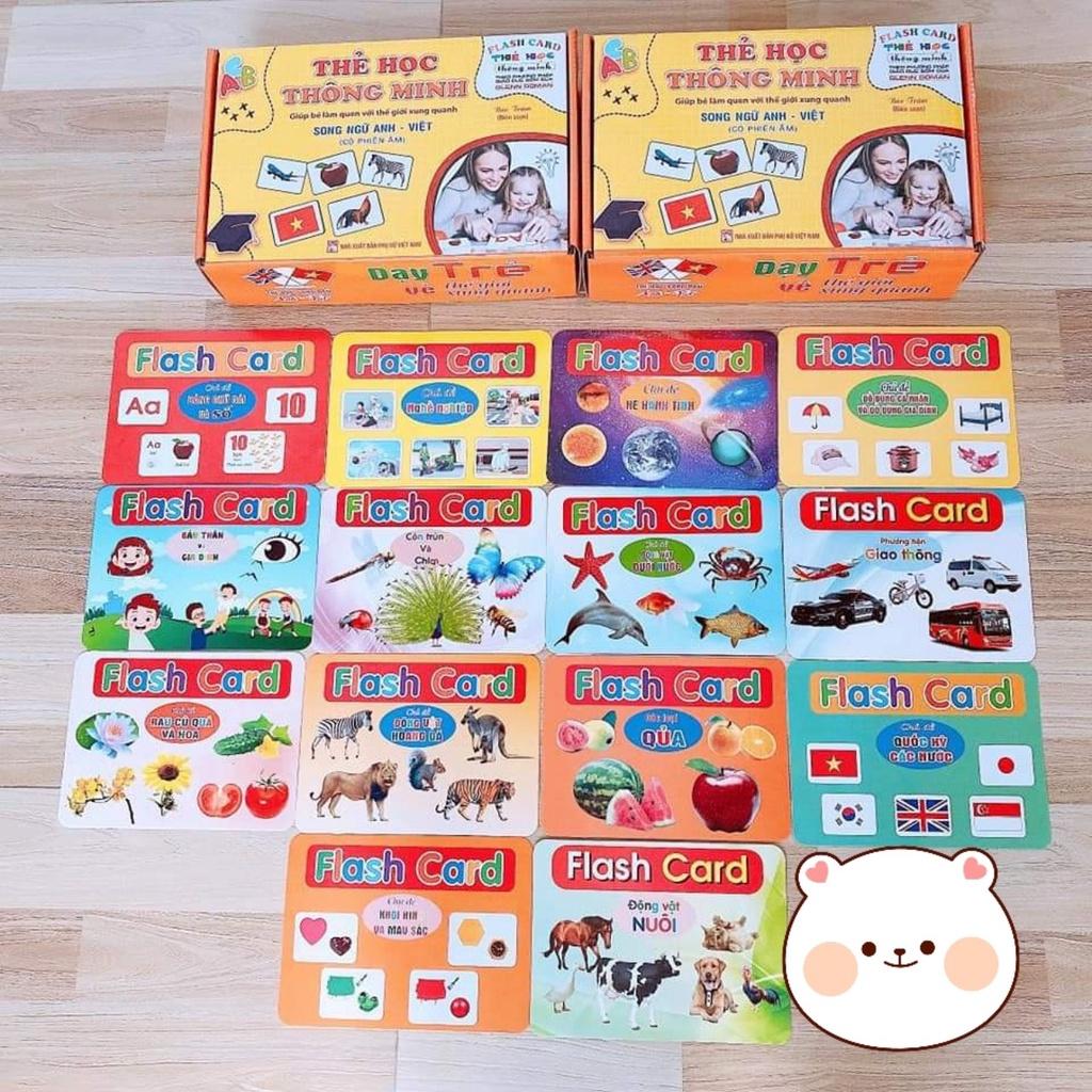 Bộ Thẻ Học Thông Minh loại to Flashcard 18 Chủ Đề song ngữ tiếng Anh cho bé từ 0-6 tuổi