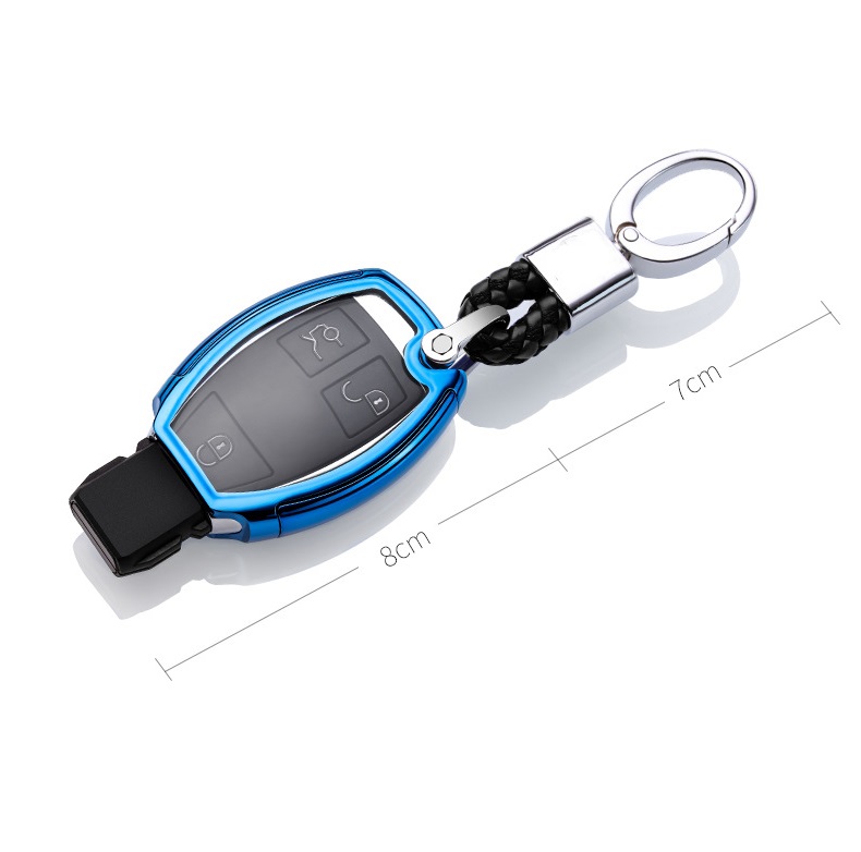 Ốp, bọc chìa khóa silicon màu tráng gương bảo vệ chìa khóa xe Mercedes kèm móc đeo INOX - 2 Nút
