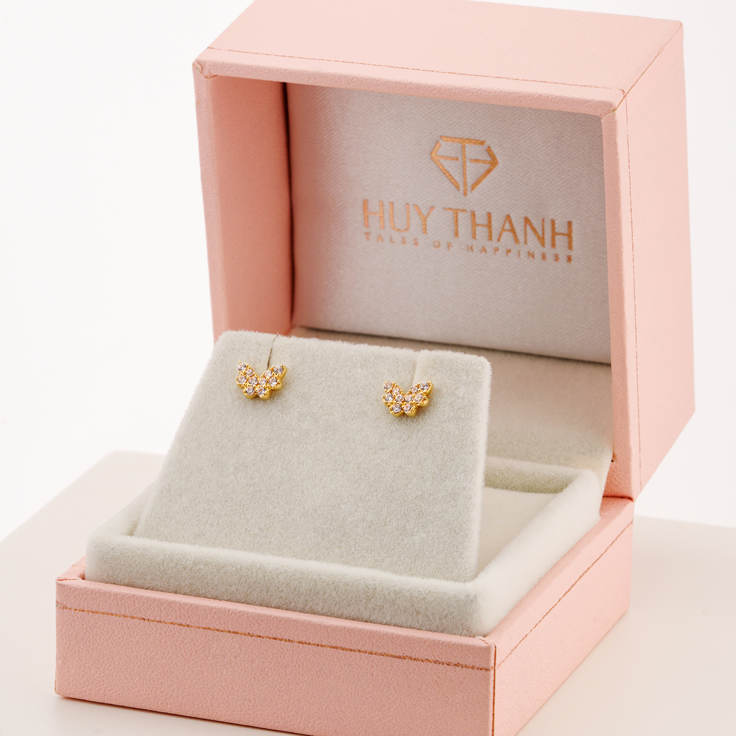 Bông Tai Nữ Hoạ Tiết Hình Cánh Bướm Vàng 14K BTAM125 Huy Thanh Jewelry