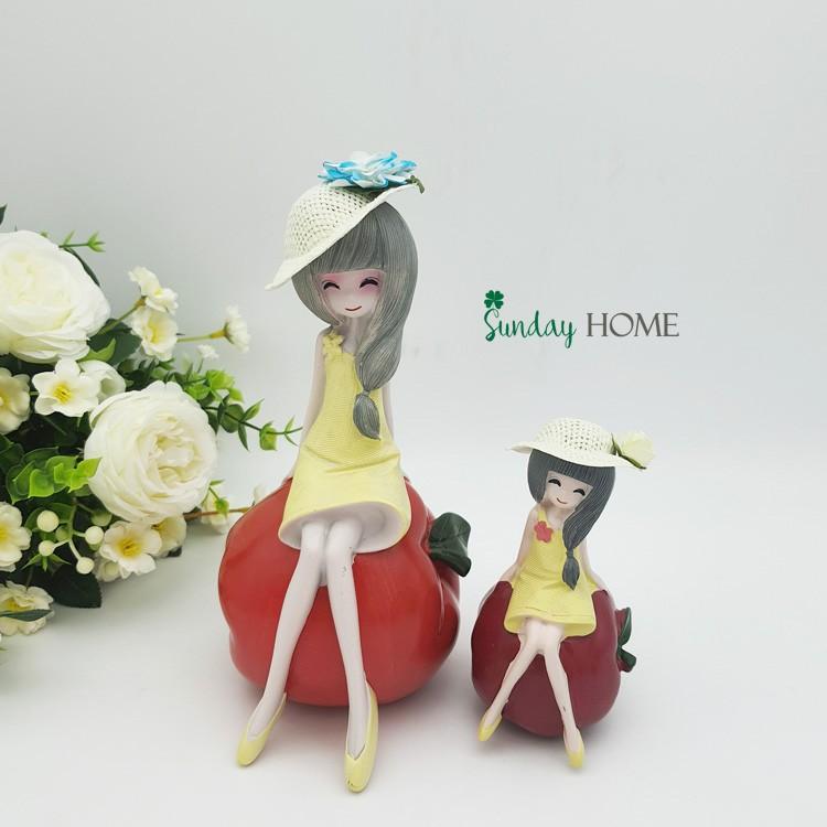 Búp bê cô gái trái cây trang trí bàn làm việc, bàn học, để ô tô