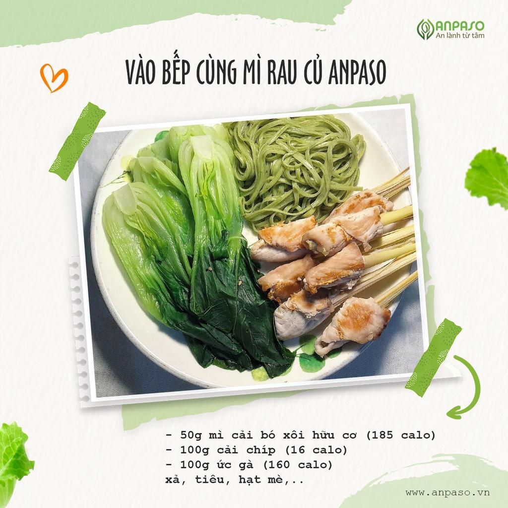 COMBO 2 vị Mì Hữu Cơ Giảm Cân Organic Rau Củ Cải Bó Xôi Và Mầm Lúa Mạch Anpaso, Eat clean, ăn chay 300gr/gói