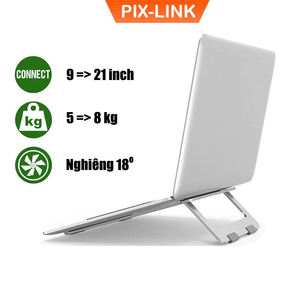 Đế Tản Nhiệt PIX-LINK X5 Chất Liệu Nhôm Nguyên Khối, Siêu Mỏng Nhẹ Dùng Cho Laptop, Macbook 13-15.6 inch Hàng Chính Hãng