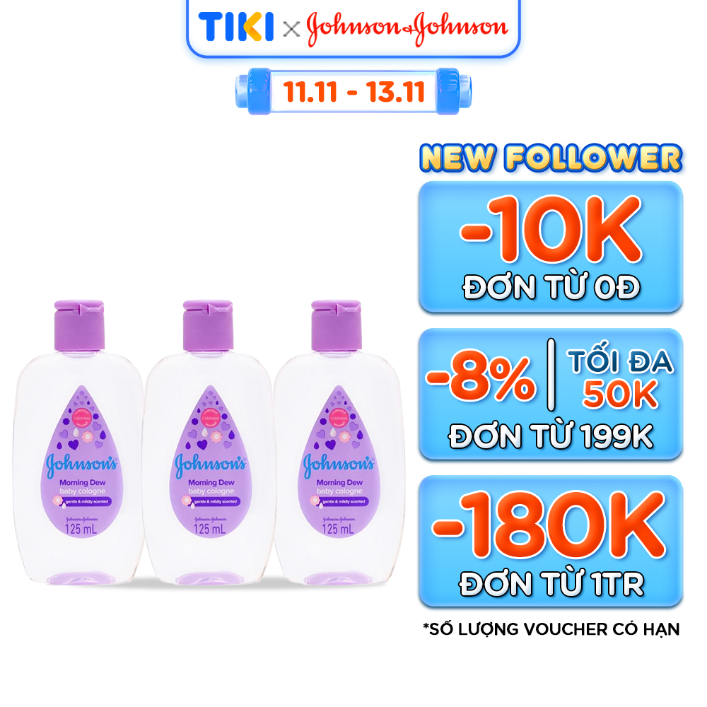 Combo 3 Chai Nước Hoa Cho Bé Johnson's Baby Cologne Hương Ban Mai Morning Dew Baby Cologne 125ml
