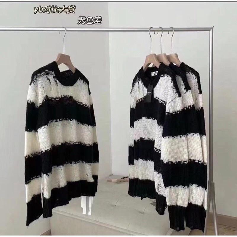 Áo len nữ mỏng oversize kiểu rách cá tính hàng len QC