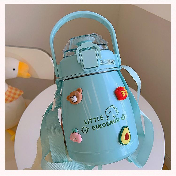 Bình giữ nhiệt 1100ml 1l, bình nước cute, cốc giữ nhiệt cao cấp inox 304 không rỉ