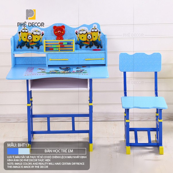 BÀN HỌC TRẺ EM BAMBI - BHT17 - Bàn + Ghế + Giá chỉnh cổ