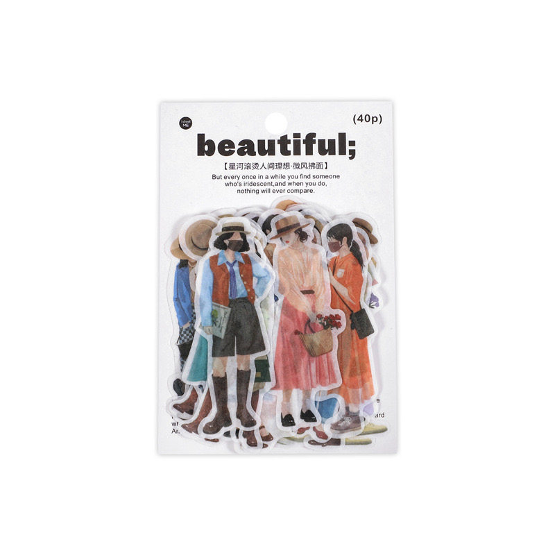 Gói 40 pcs stickers cô gái fashionista ins sành điệu dùng để dán trang trí