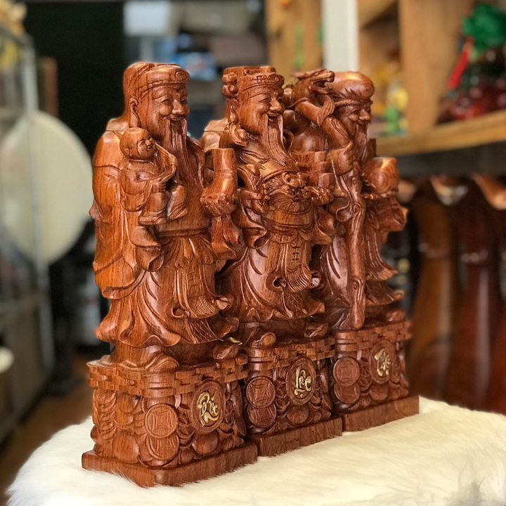 Tượng tam đa Phúc Lộc Thọ Gỗ Hương