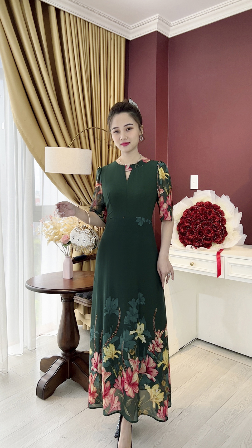 Đầm Trung Niên [ Linh Trà ] (TM 881) Trẻ Trung Thiết Kế Trang Nhã Thanh Lịch Bigsize Đi Làm Đi Tiệc Cho Bà Cho Mẹ U50