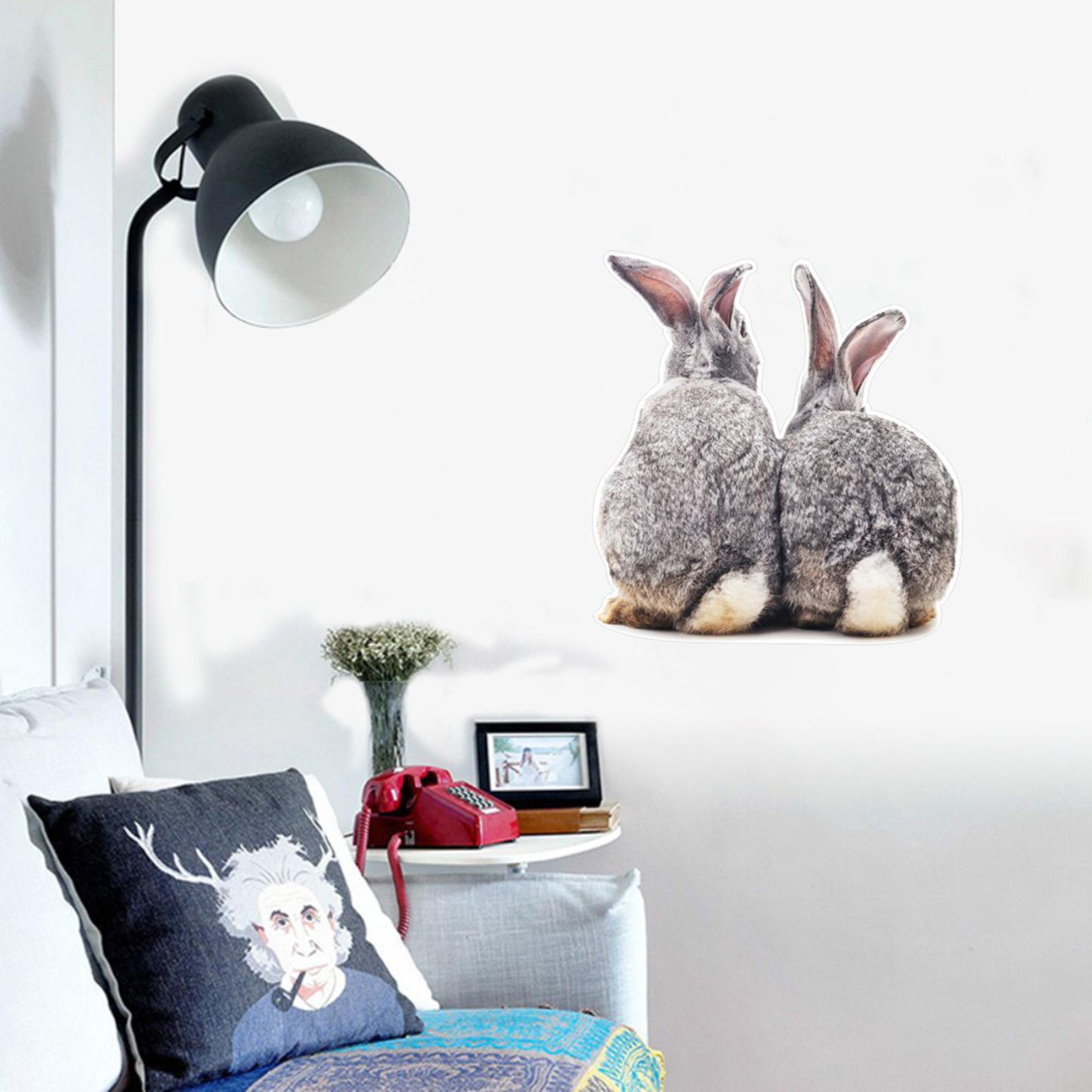 Set 1 Miếng Dán Hình Hai Con Thỏ Dễ Thương 3D Có Thể Tháo Rời