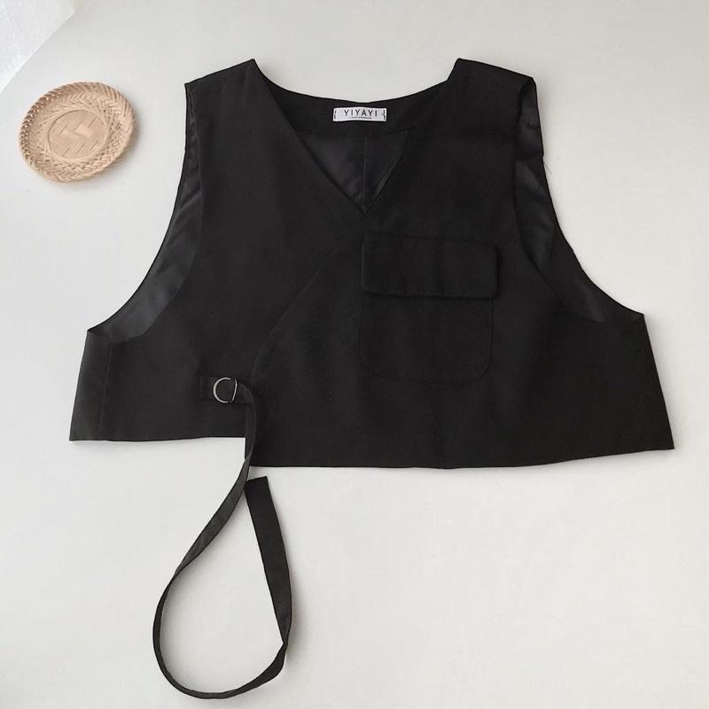 Áo Gile Nam nữ Unisex LOUIS màu ĐEN/NÂU Áo Gile Croptop Nữ Thiết Kế Basic Chất Kaki Tây Mịn