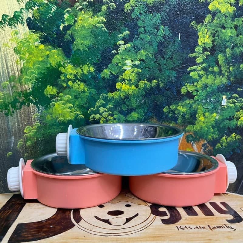 Bát ăn inox gắn chuồng nhiều màu