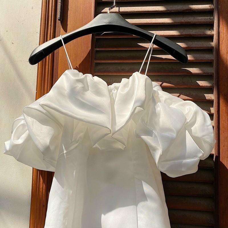 Đầm Xinh WASABI DRESS thiết kế phần thân bồng bềnh sau lưng bo chun thích hợp các buổi tiệc đi chơi