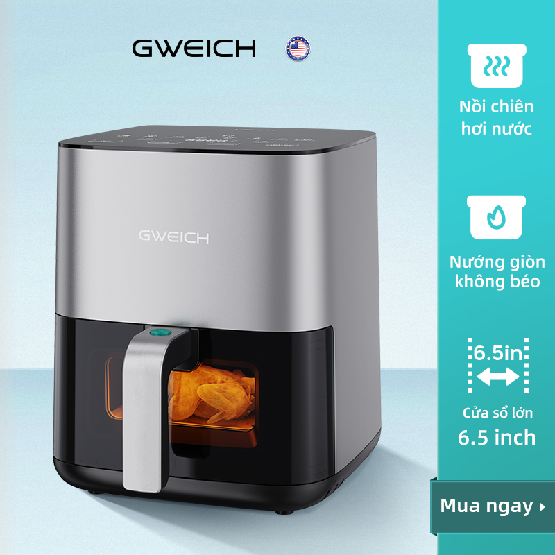 Nồi chiên không dầu hơi nước GWEICH 5.5L GWA-55E02 dung tích 5.5L - Thép không gỉ - Hàng chính hãng