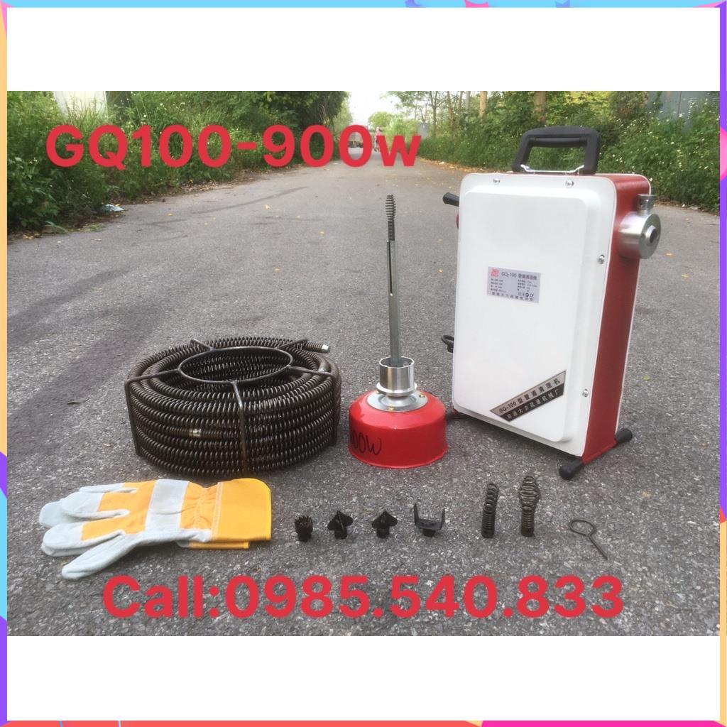 Máy thông tắc cống gia đình GQ100 -900w kèm 1 cuộn dây phi 16, 1 cuộn dây phi 8 và tặng kèm 1 gang tay