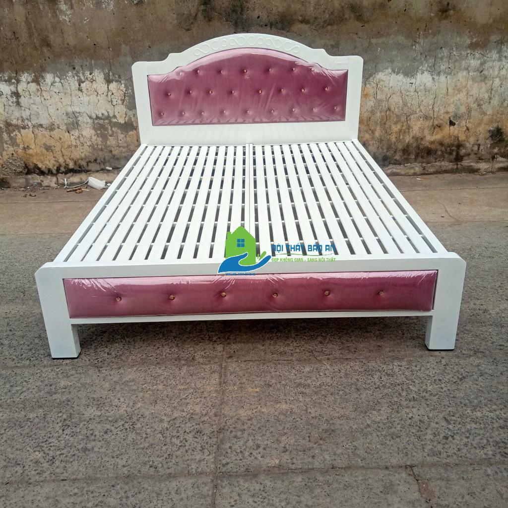 Giường sắt hộp cao cấp màu trắng đỏ đô kích thước từ chất liệu sơn tĩnh điện giá xưởng