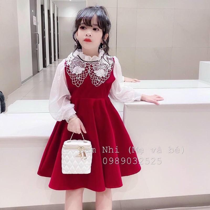 Đầm bé gái/ váy bé gái nhung cưng 1 cái 13-16kg