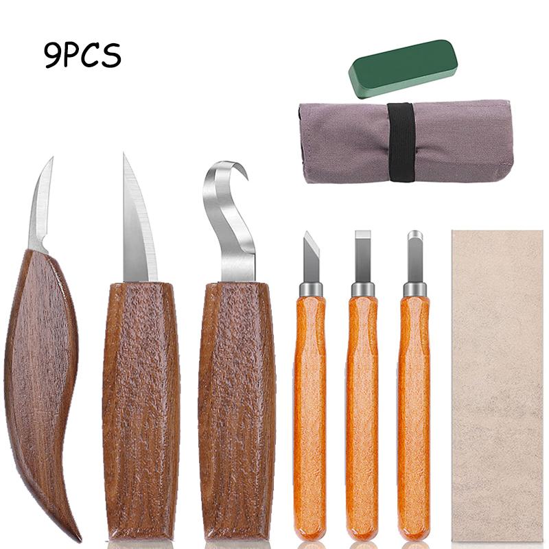 10 Chiếc Dao Khắc Gỗ Đục Gỗ Cắt Bộ Dụng Cụ Cầm Tay Lột Gỗ Điêu Khắc Thìa Khắc Cắt