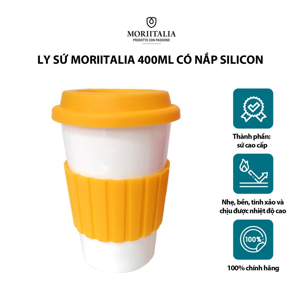 Ly sứ Moriitalia 400ml có nắp silicon B106-WB-YEL