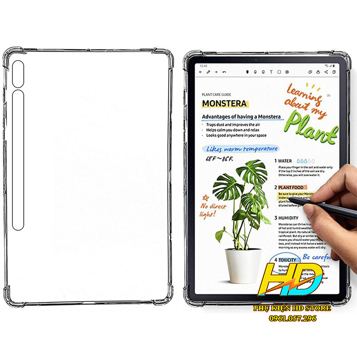 Ốp Lưng Cho Samsung Galaxy Tab S8+ Plus 12.4 inch Dẻo Silicon Trong Suốt Cao Cấp Chống Sốc ,Chống Va Đập, Có Gờ Bảo Vệ Camera
