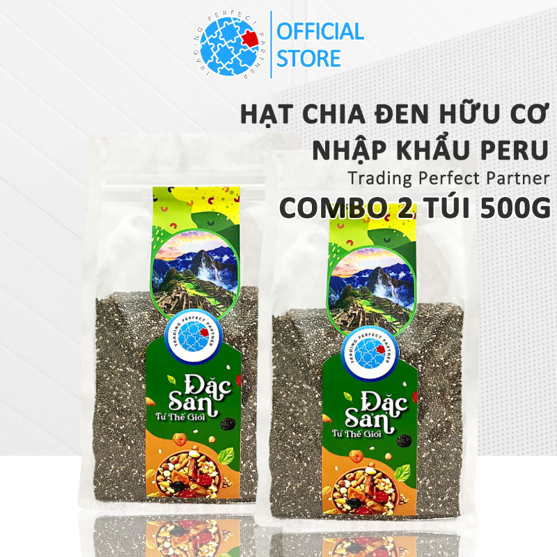 Combo 2 túi Hạt Chia Đen Hữu Cơ Peru Trading Perfect Partner - Hạt Chia sạch organic, cam kết chất lượng