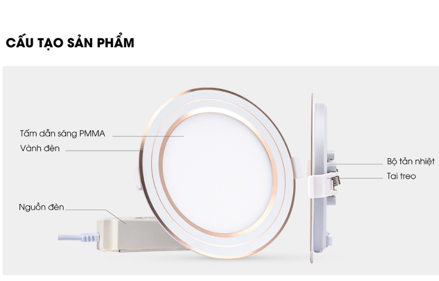 Đèn LED Panel Tròn Đổi màu 90/7W Rạng Đông siêu mỏng kiểu dáng sang trọng, thay thế đèn compact âm trần 11W, tiết kiệm 50% điện, ... Model: PT05 90/7W.