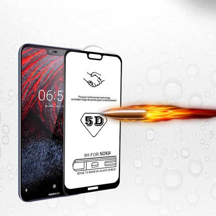 Dán kính cường lực full 5D tràn màn hình dành cho Nokia 5.1 Plus phủ màu