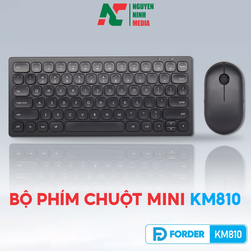 Bộ Phím Chuột Mini Không Dây FORDER KM810 Black (Màu Đen) - Hàng Chính Hãng