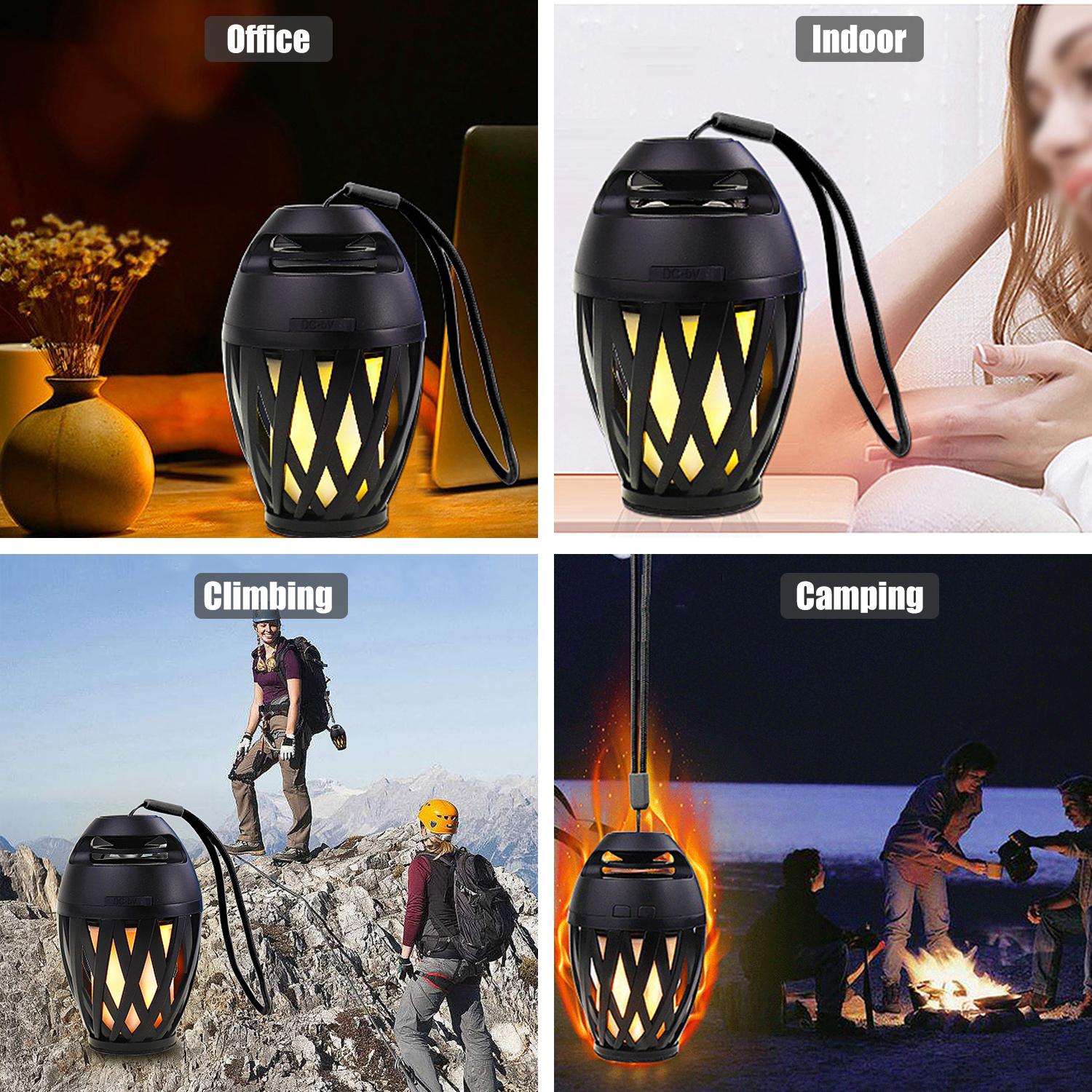 Loa bluetooth di động có dây treo rảnh tay, chất âm trầm, đèn LED ngọn lửa