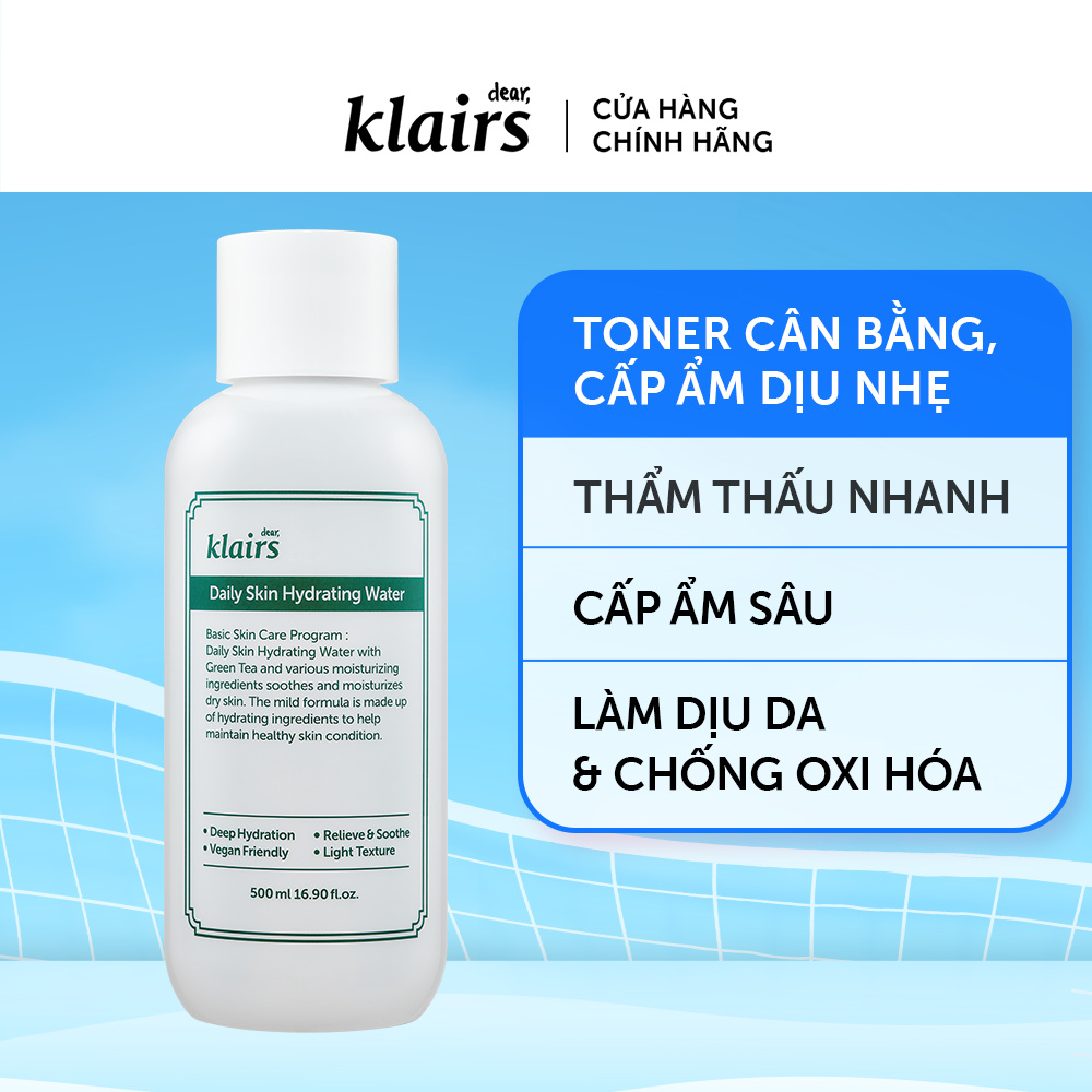 Dear, Klairs Nước hoa hồng Klairs Daily Skin Hydrating Water 500ml