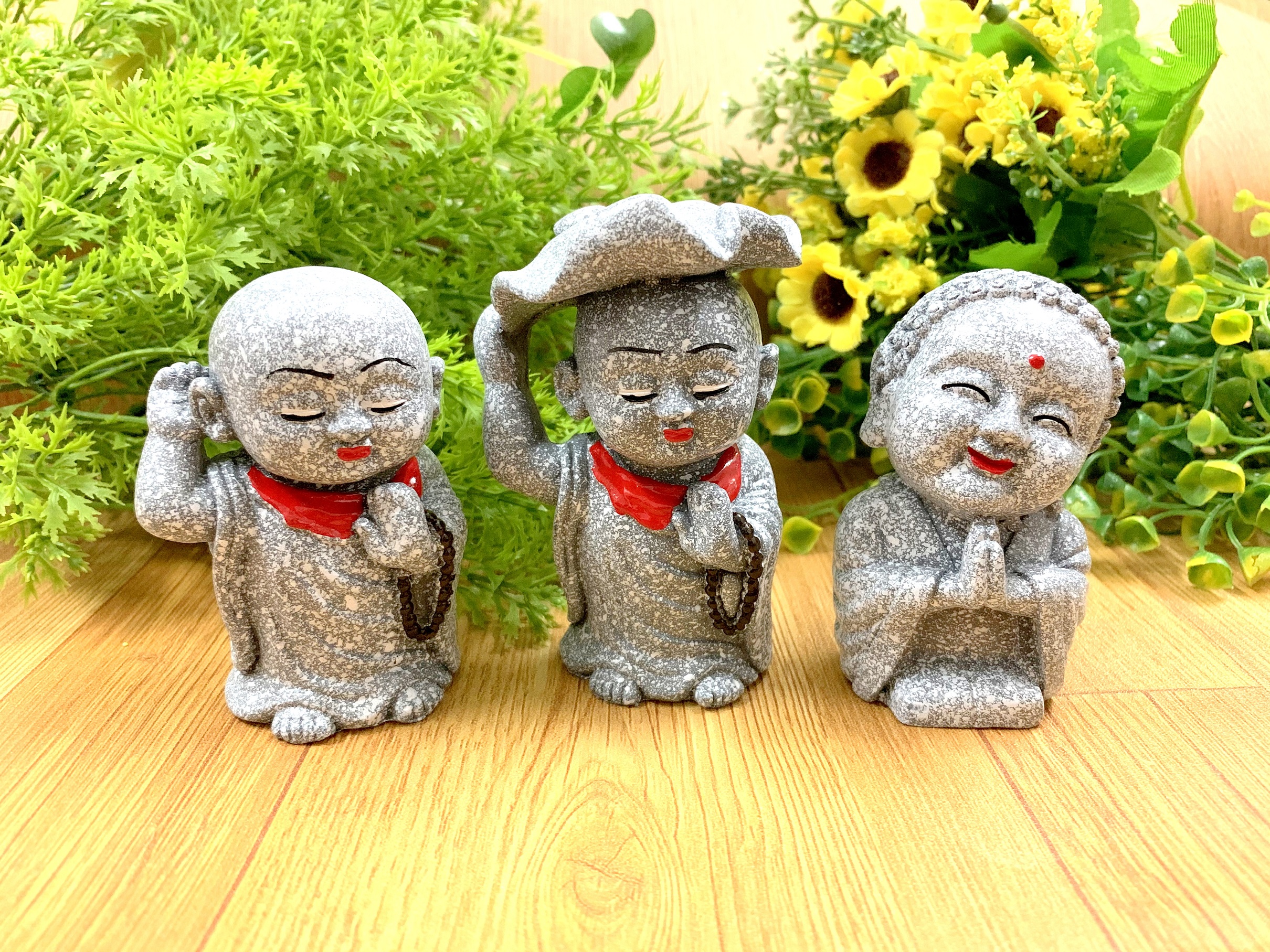 Bộ 3 Tượng Chú Tiểu Tam Đa Tài Lộc Niệm Phật