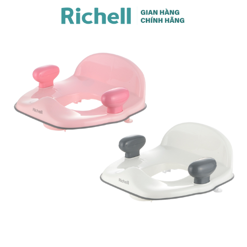 Bô vệ sinh kèm bệ lót thu nhỏ bồn cầu Richell Nhật Bản chất liệu kháng khuẩn có tay vịn cho bé | Baby