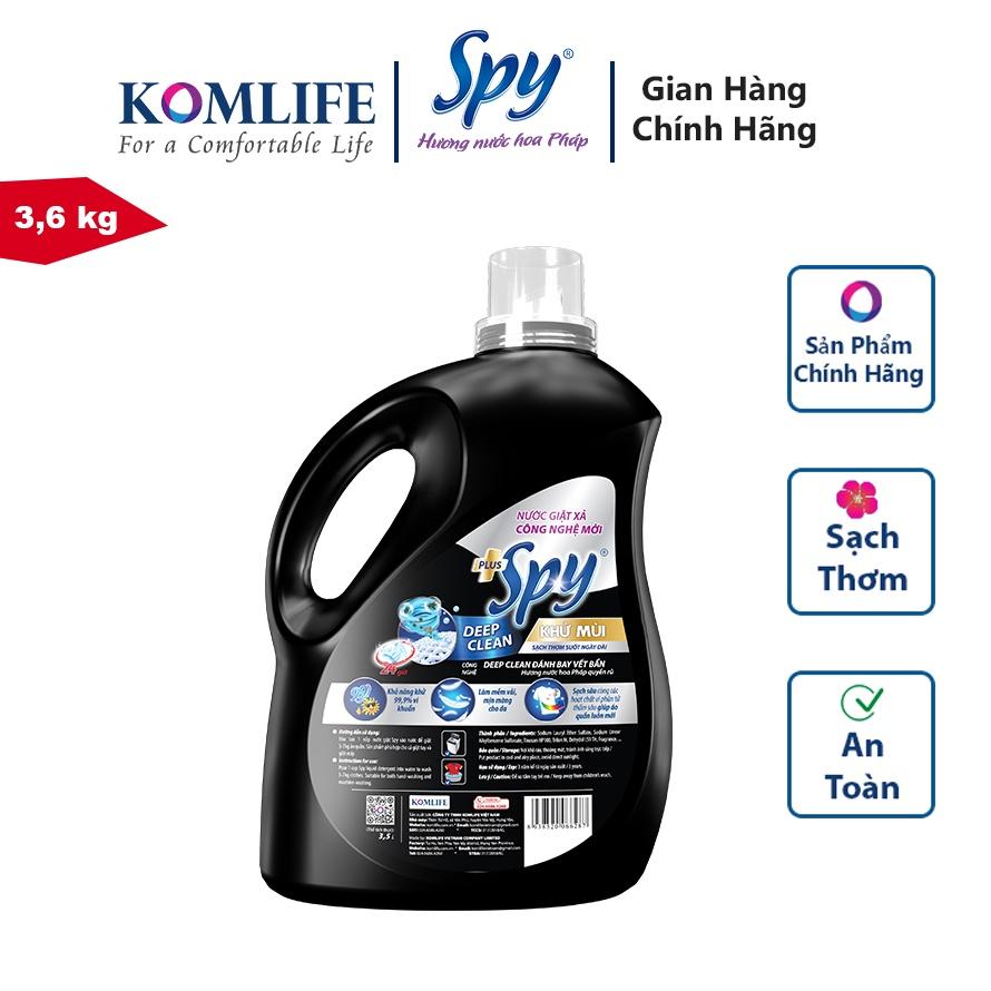 Can nước giặt 3,6 kg SPY màu Vàng - DEEP CLEAN PLUS khử mùi diệt khuẩn, sạch sâu, thơm lâu giúp làm mềm vải