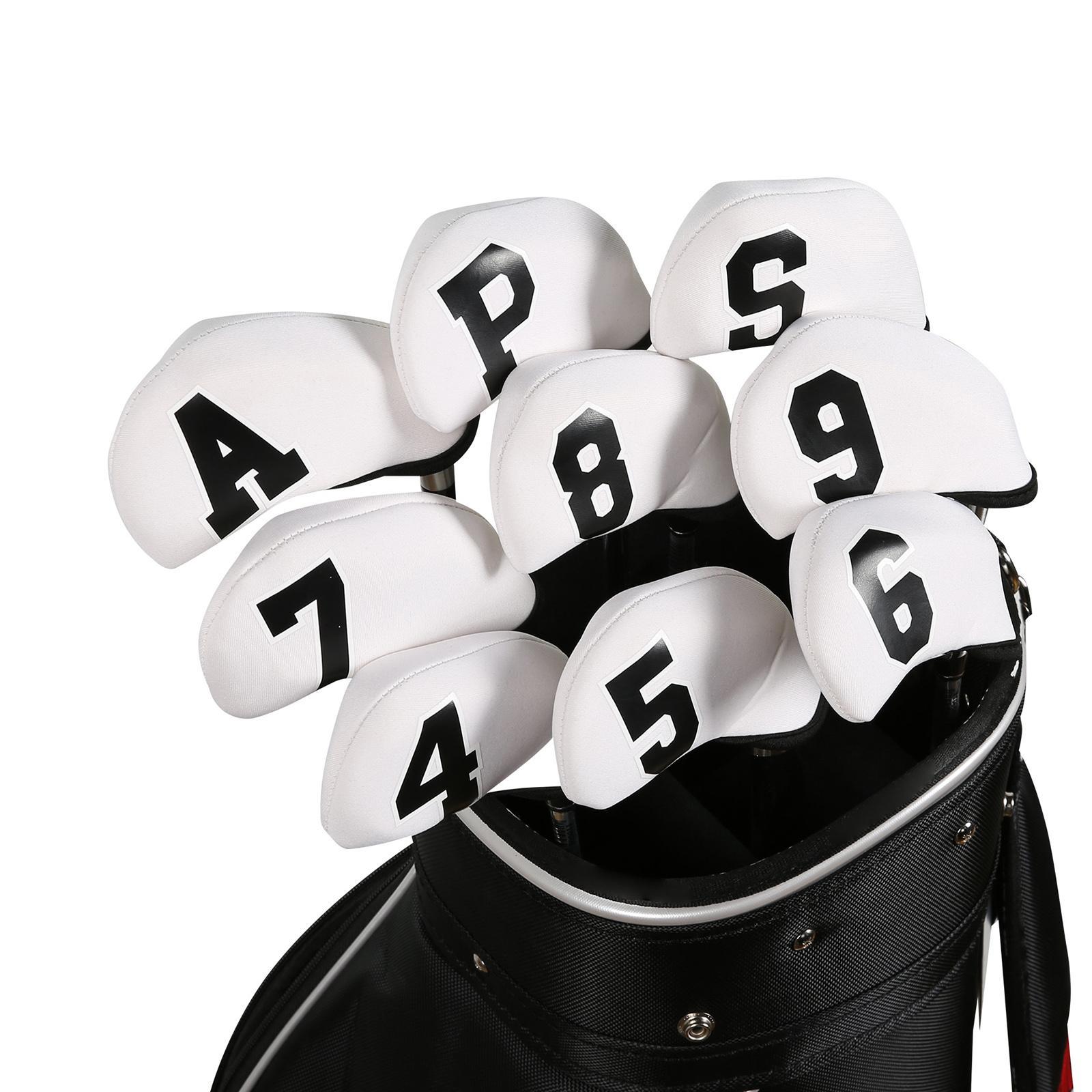 10x Golf Iron Covers Waterproof PU Sleeves Golf Club Head Covers Accessories