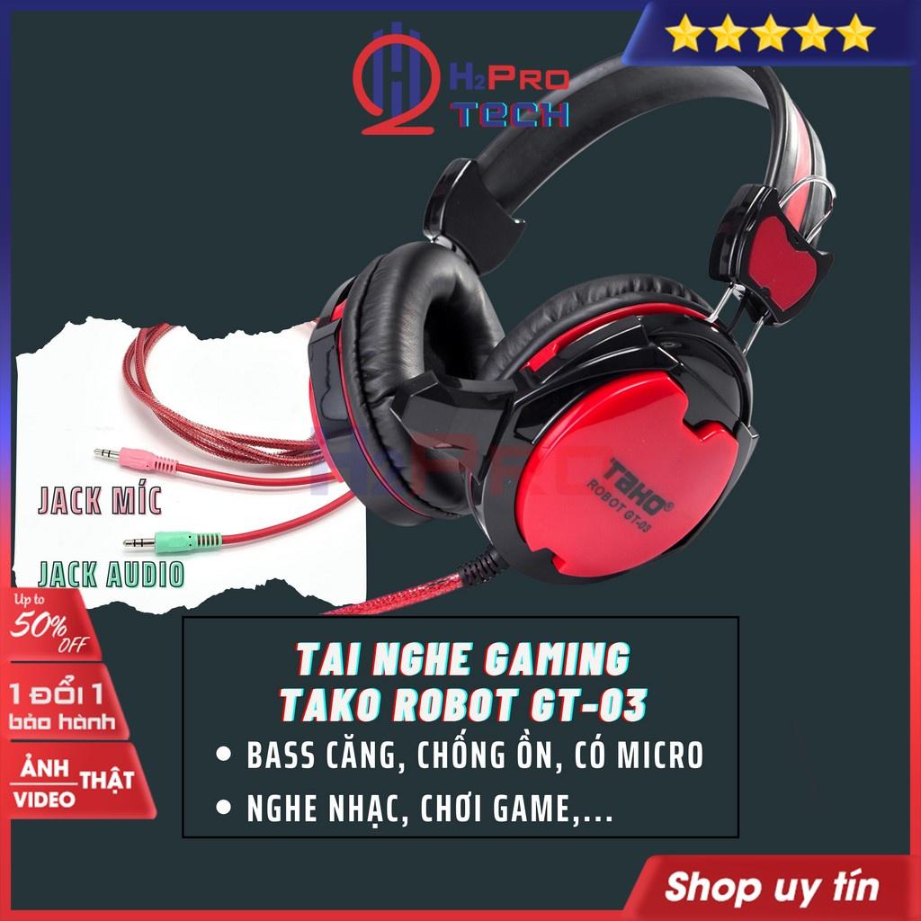 Tai Nghe Chụp Gaming, Tai Nghe Chụp Tai Có Dây Tako Robot GT-03 Chống Ồn-Bass Căng, Có Mic, Dây Dài 2M - H2Pro Tech