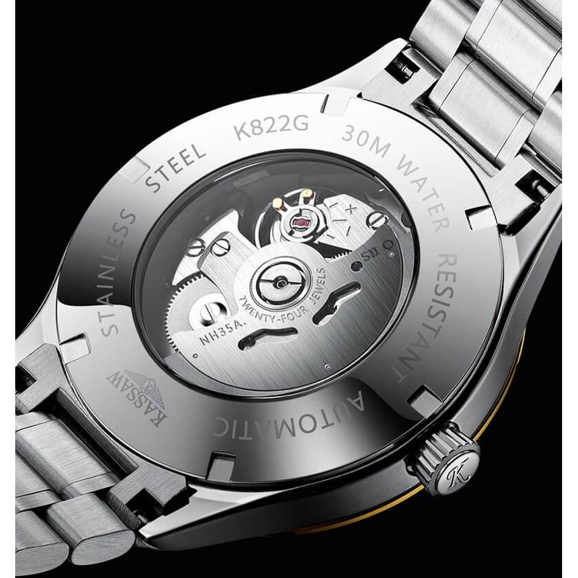 Đồng hồ nam chính hãng KASSAW K822-1 chống nước,chống xước,kính sapphire,Đồng hồ cơ ,dây kim loại thép không gỉ 316L,hàng mới 100%