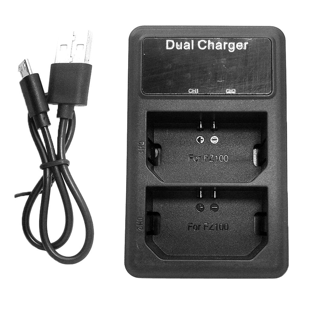 LCD Display Battery Charger Charging Stand with USB Port for  NP-FZ100